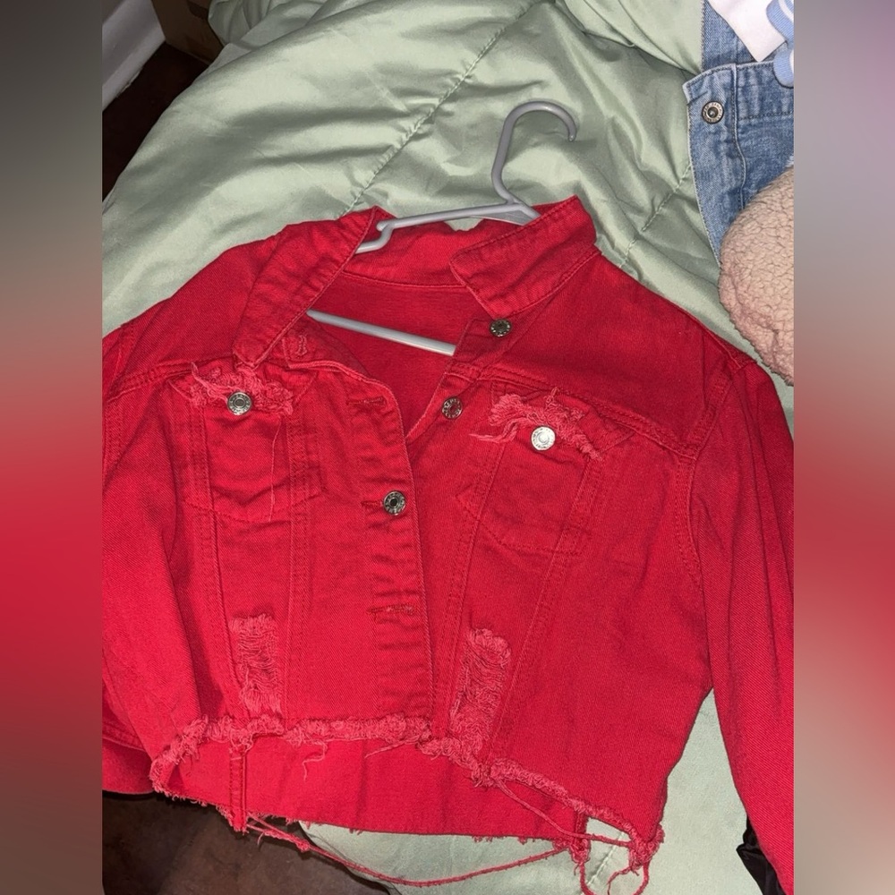 Red jean jacket